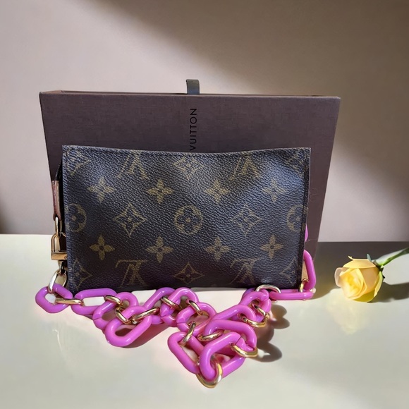 Authentic Louis Vuitton Monogram Bucket Pouch PM W Box ,dust bag/unbranded chain - Picture 3 of 12